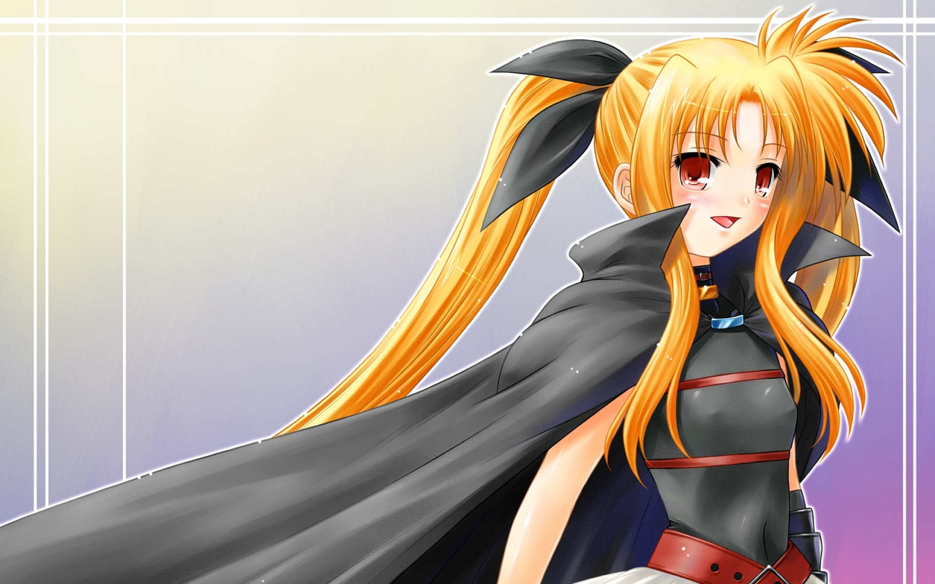 Картинки Mahou shoujo лирическая nanoha, девушка, блондинка, румянец, плащ фото и обои на рабочий стол