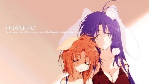 Usaneko, девушки, глаза закрыты, уши