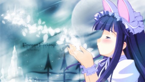 Hazuki tsukuyomi, девушка, брюнетка, уши, лепестки