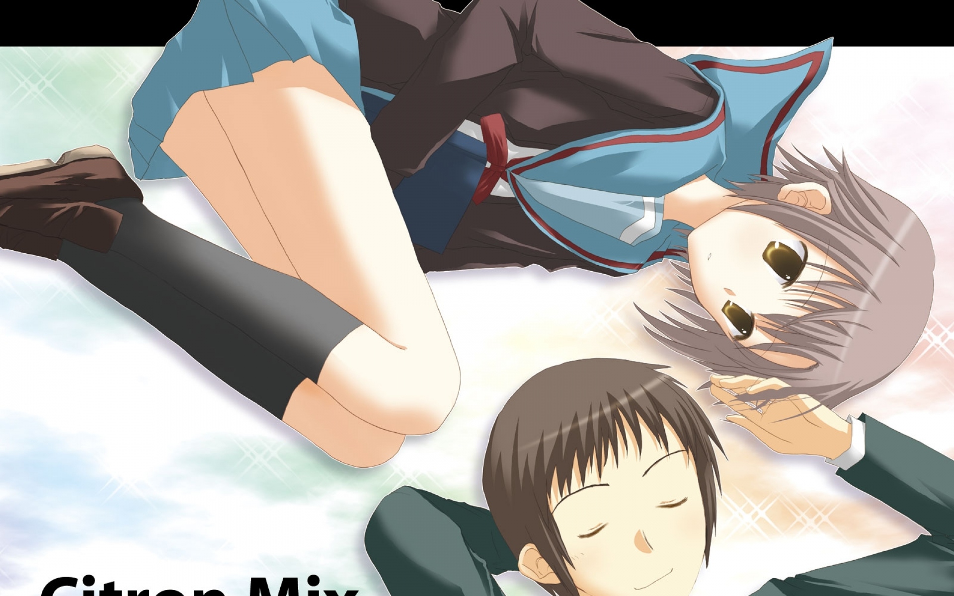 Картинки Tanyuu kyon, nagato yuki, мальчик, девушка, поза фото и обои на рабочий стол