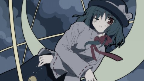 Touhou, usami renko, девушка, шляпа, книга, подмигивание