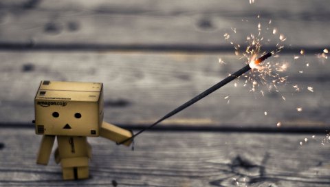 Danboard, коробки, робот, sparkler, искры