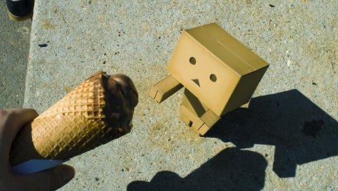 Danboard, коробки, робот, спиртные напитки, мороженое, рука, понимание