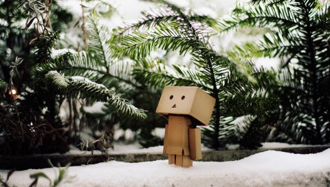 Danboard, коробки, робот, настроение, снег, грязь, ожидание