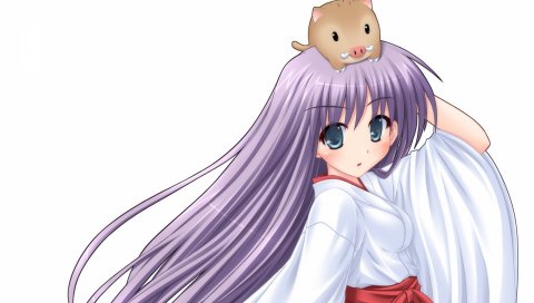 Miko tagme, девушка, кимоно, животное