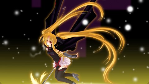 Судьба testarossa mahou shoujo лирическая nanoha, девушка, блондинка, космос, оружие