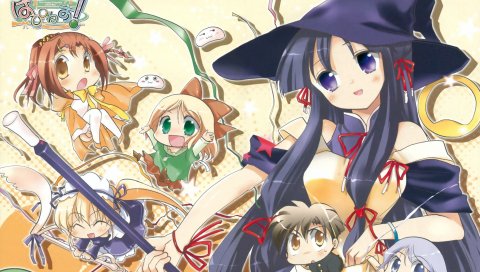Hiiragi anri, kamisaka haruhi, kohinata sumomo, takamine koyuki, девушка, шляпа, радость, мультфильм