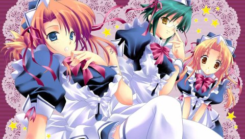 Suzuhira hiro tagme, девушки, горничные, движение