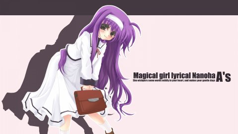Mahou Shoujo лирического Nanoha , как, девушка, поза, тень, портфель