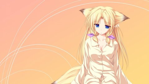 inakoi Kamishiro mutsuki, девушка, блондинка, уши, пижамы, печаль