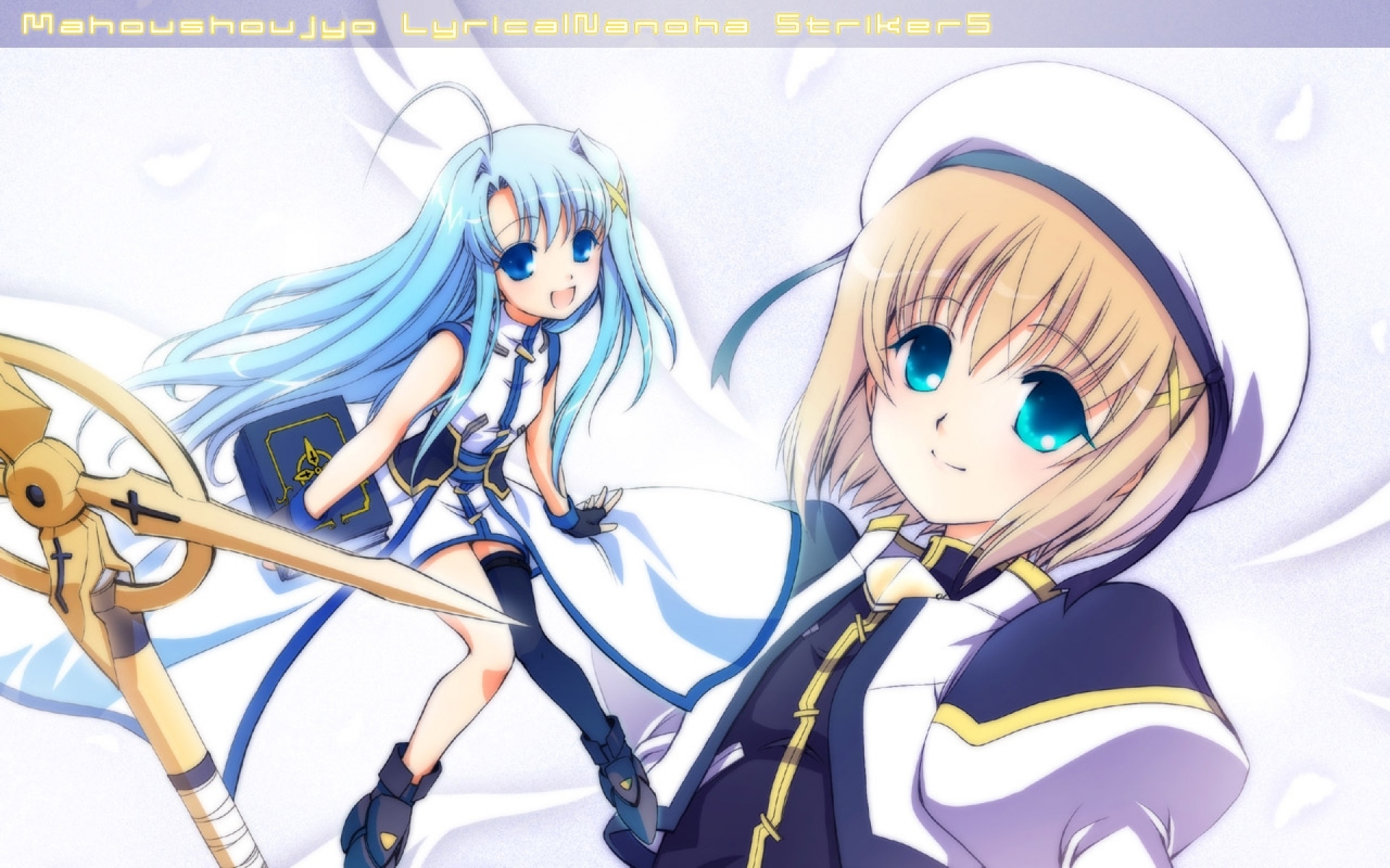 Картинки Mahou Shoujo, лирический Nanoha, девушки, милые, улыбка , голубые глаза фото и обои на рабочий стол
