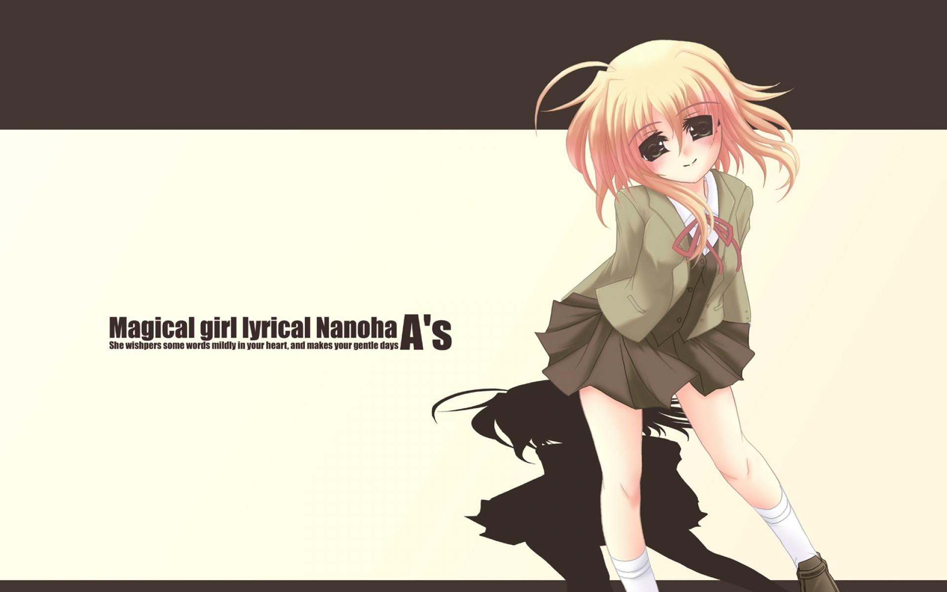 Картинки Mahou Shoujo, лирический Nanoha, девушка, блондинка, большие глаза, улыбка, фото и обои на рабочий стол