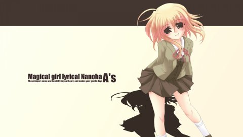 Mahou Shoujo, лирический Nanoha, девушка, блондинка, большие глаза, улыбка,