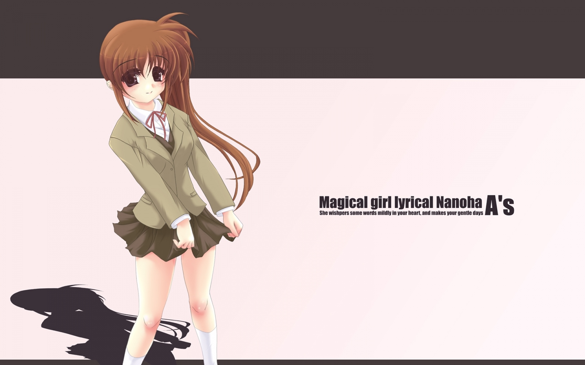 Картинки Mahou Shoujo лирический Nanoha, seifuku takamachi Nanoha, девушка, юбка, фото и обои на рабочий стол