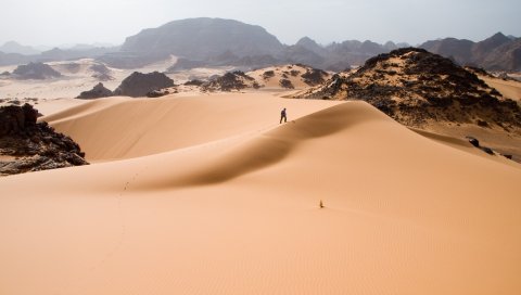 пустыня, песок, жара, человек, путешественник