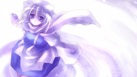 Летти Уайтрок Touhou, девушка, грустный, шарф, ветер