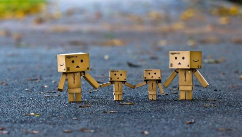 danboard, семья, ходить, картонный робот