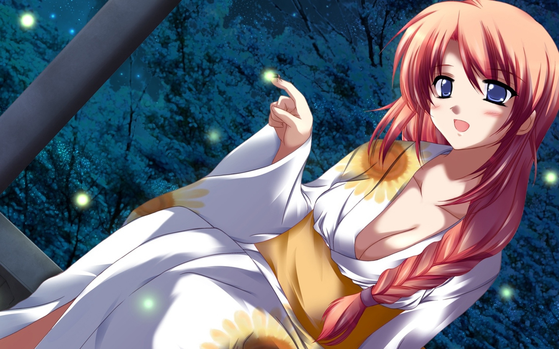 Картинки Ibuki pon, девушка, кимоно, румянец, ночь фото и обои на рабочий стол