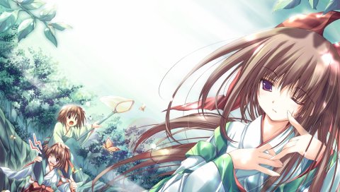 Nagomi tagme, девушка, брюнетка, кимоно,