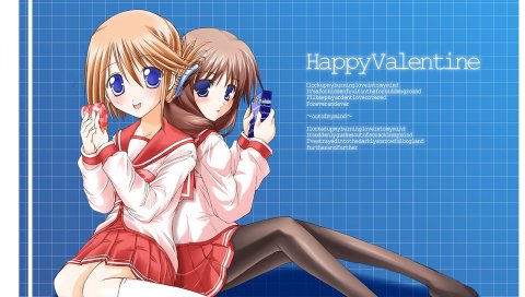 Komaki ikuno, komaki manaka, к сердцу 2 valentine, девушки, улыбка, поза