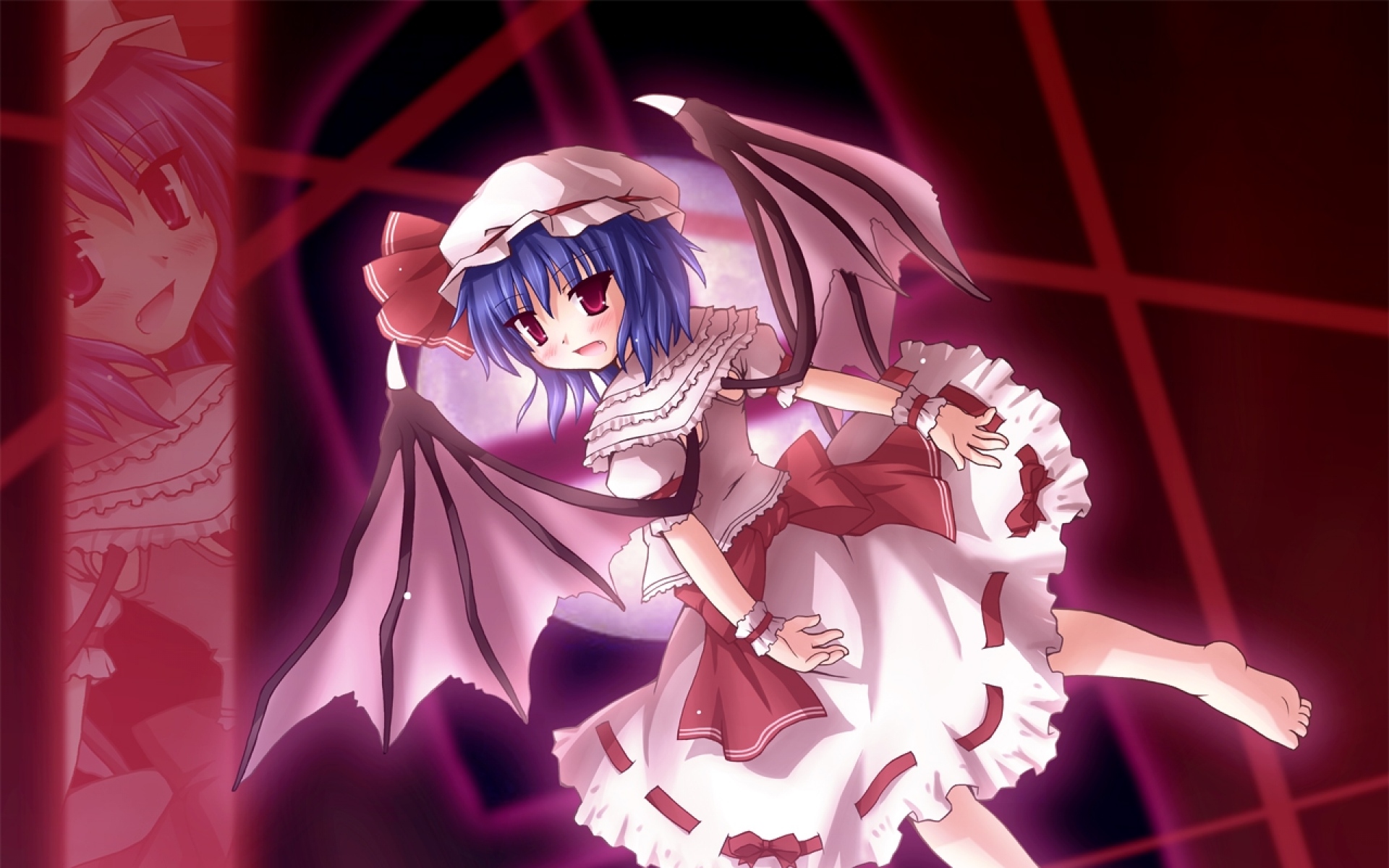 Картинки Etogami kazuya remilia, scarlet touhou, девушка, платье, полет, крылья фото и обои на рабочий стол