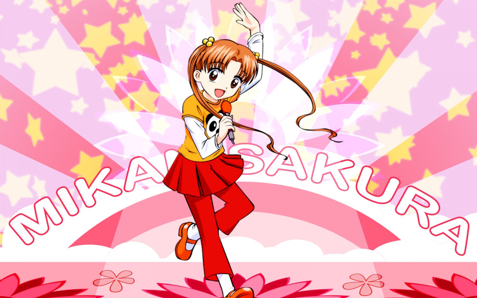 Картинки Gakuen alice, sakura mikan, девушка, микрофон, певец фото и обои на рабочий стол