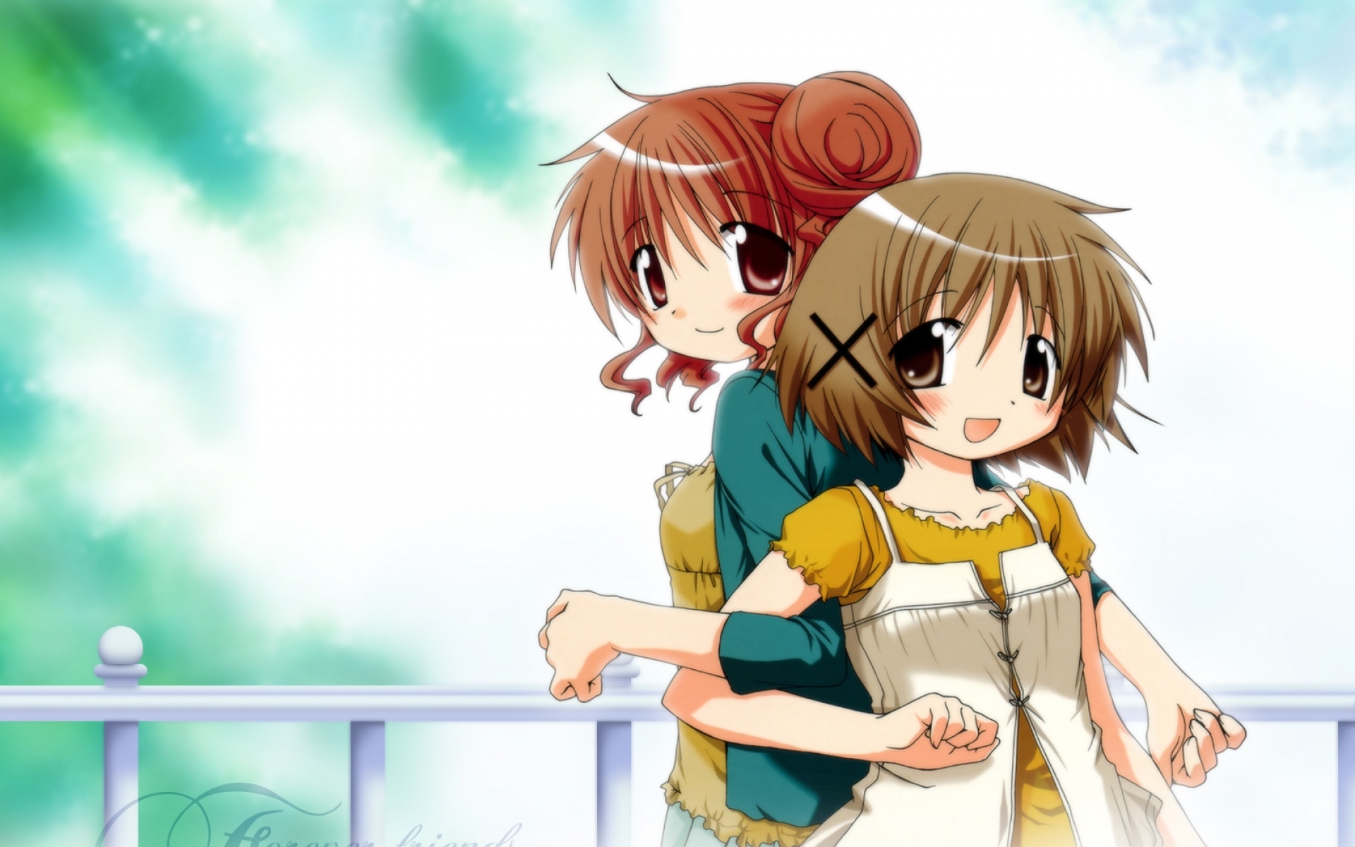 Картинки Hidamari sketch hiro ume, aoki yuno, девушки, дружба, румянец фото и обои на рабочий стол