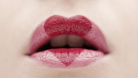 Губы, помада, сердце, эмоция, настроение