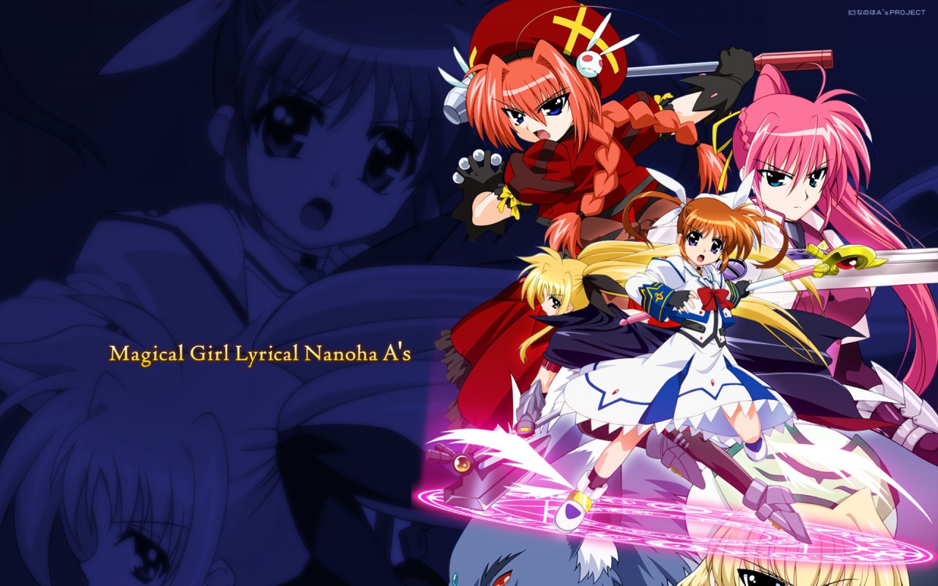 Картинки Mahou shoujo, лирическая nanoha, девушки, космос, движение фото и обои на рабочий стол