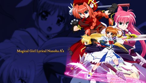 Mahou shoujo, лирическая nanoha, девушки, космос, движение