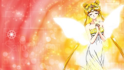 Спокойствие, матрос луна tsukino usagi, девушка, крылья, блеск