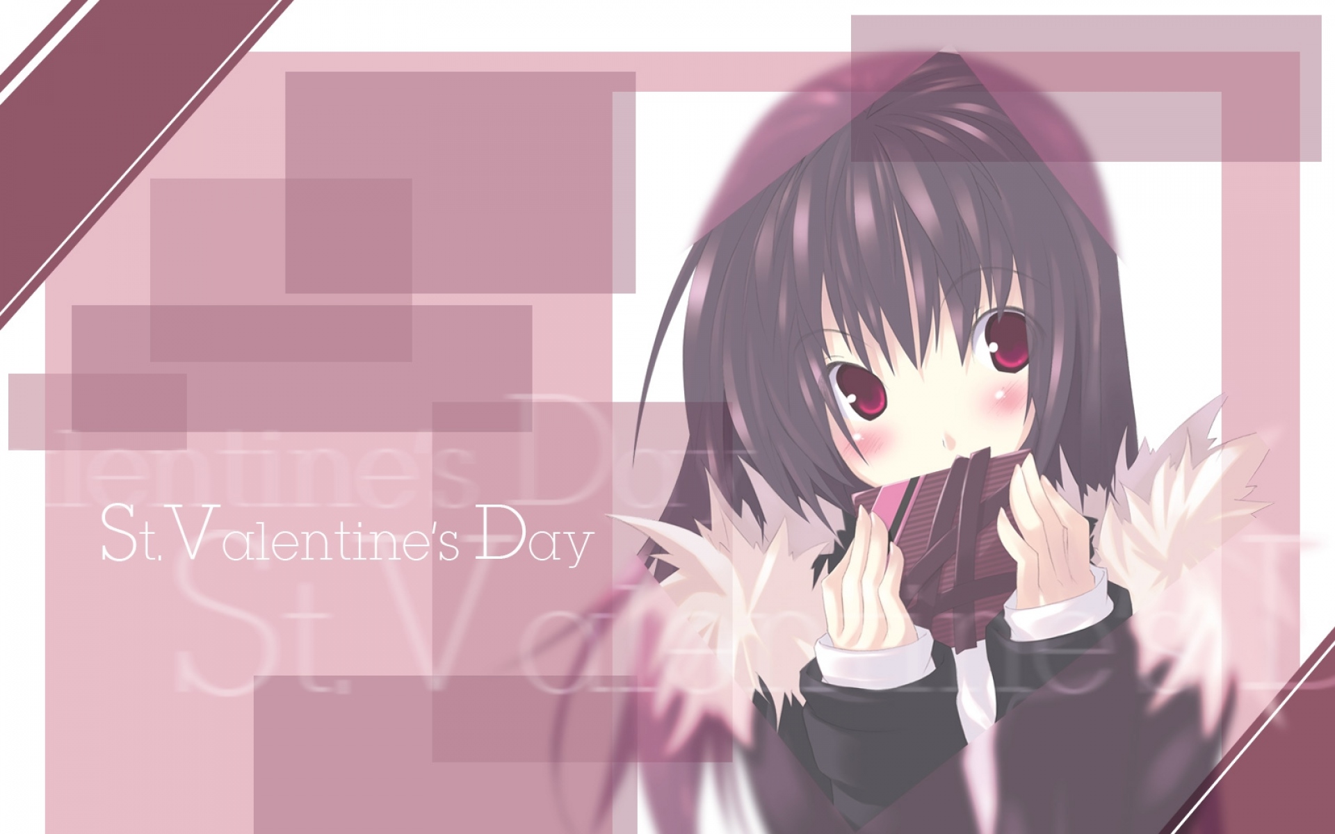 Картинки Senmu valentine, девушка, брюнетка, челка, подарок фото и обои на рабочий стол