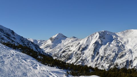 Горнолыжный курорт, пики, снег, пейзаж