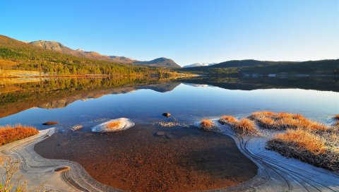 Лед, дно озера, ясный, мороз