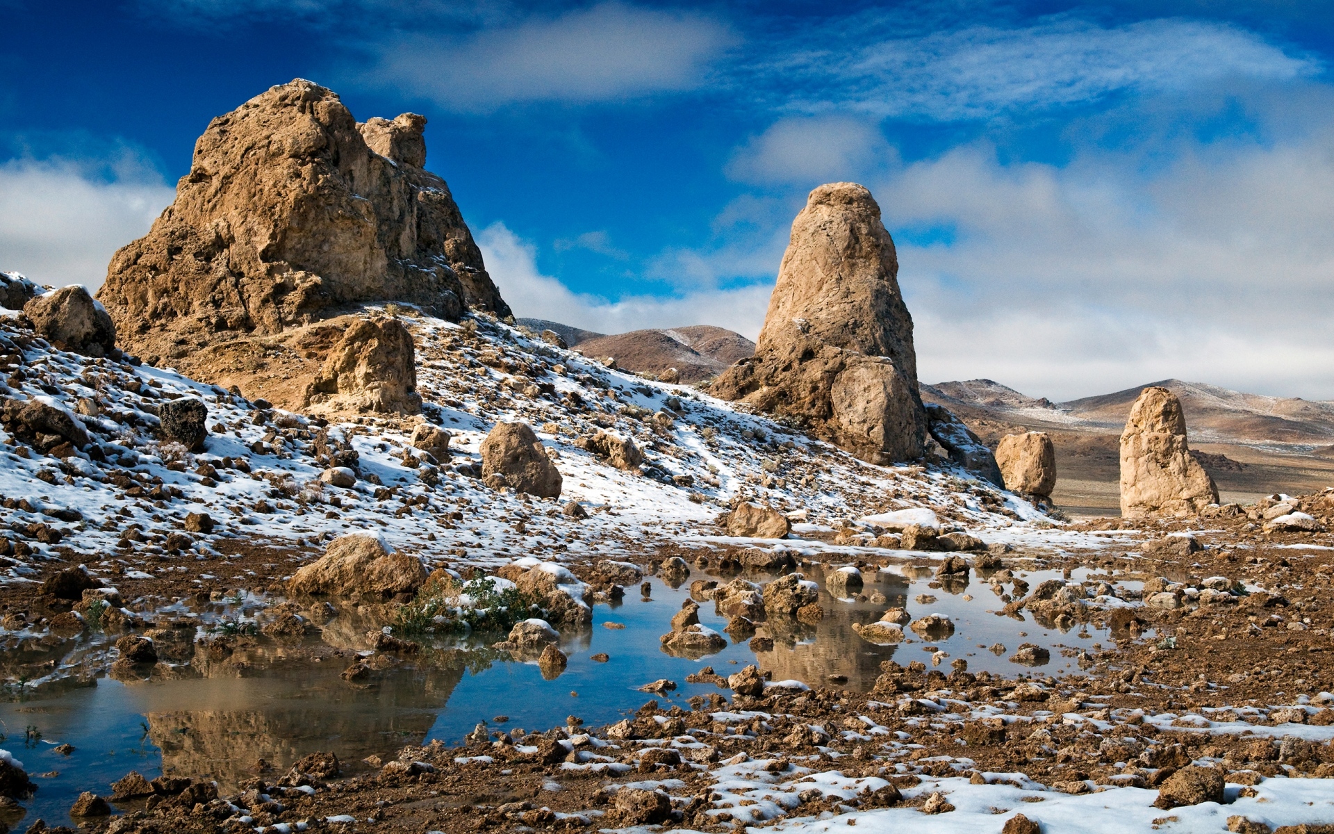 Картинки Камни, пустой, холодный, снег, лужа фото и обои на рабочий стол