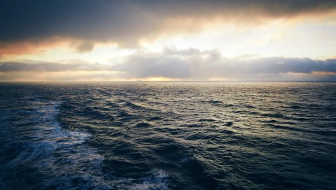 Море, волны, рябь, вечер