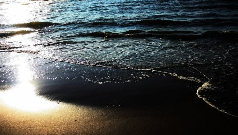 Пляж, песок, вода, море, шепот, волны