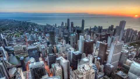 Sears tower, небоскреб, chicago, usa, hdr