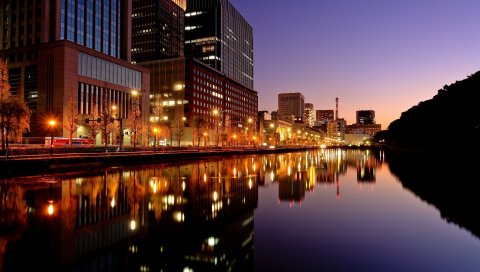 Токио, Япония, город, ночь