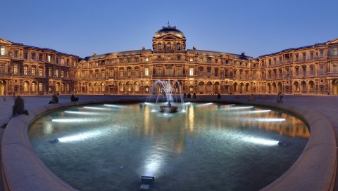 Louvre, paris, france, ориентир, архитектура, hdr