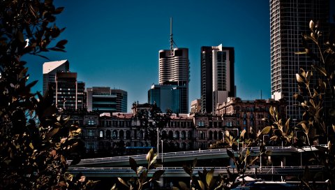 Город, здания, небоскребы, мосты,