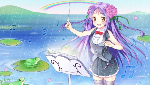 Nekosugiayana, девушка, дождь, улыбка