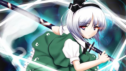 Konpaku youmu, девушка, катана, космос