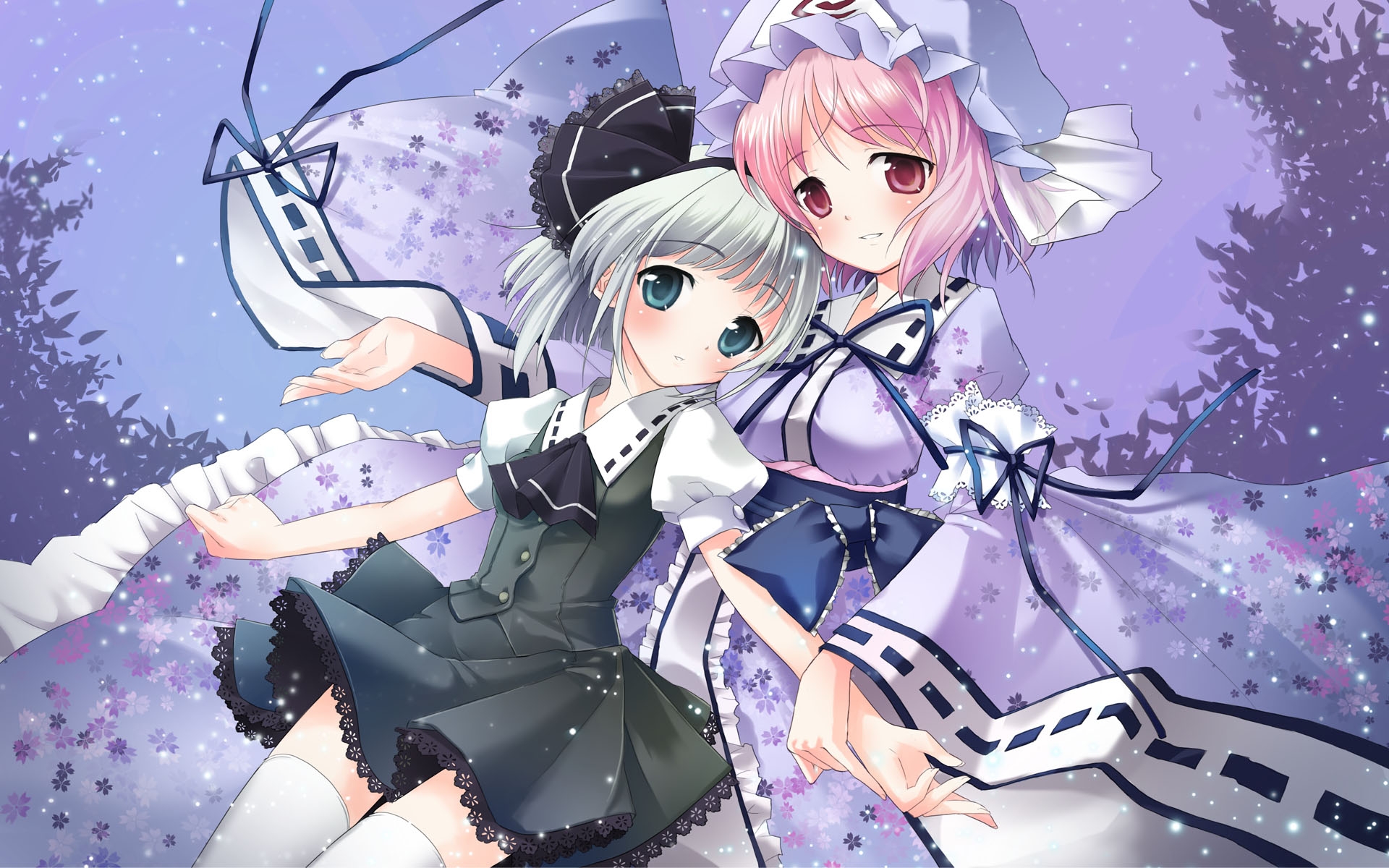 Картинки Kimishima ao, konpaku youmu, девушки, обнять, радость фото и обои на рабочий стол
