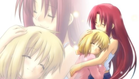 Kamio haruko, kamio misuzu, девушка, обнять, привязанность