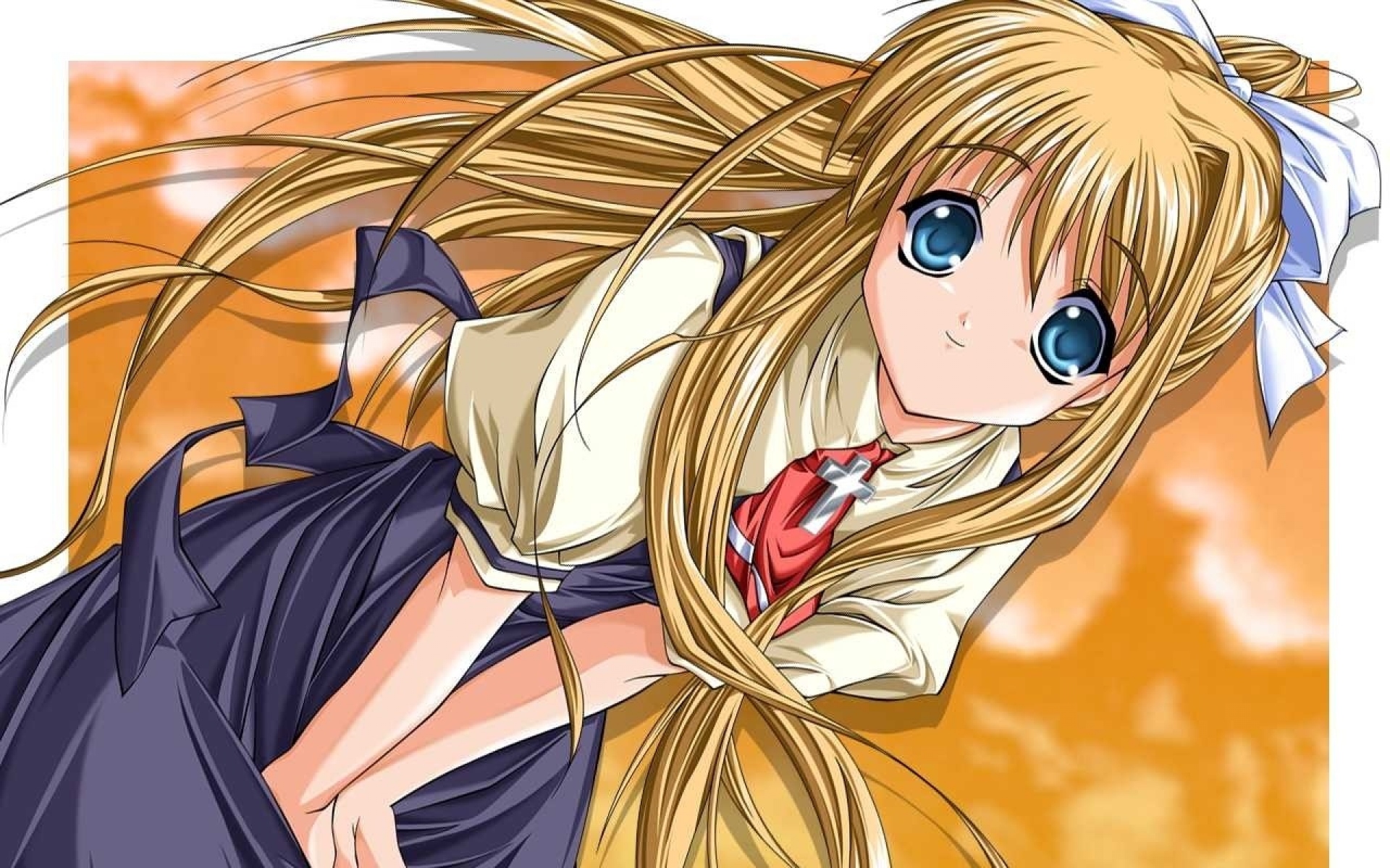 Картинки Воздух, kamio misuzu, девушка, блондинка, улыбка, милый фото и обои на рабочий стол