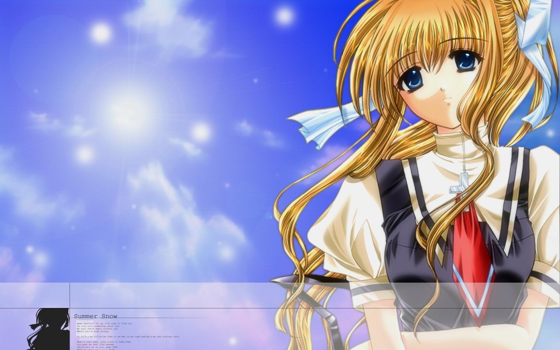 Картинки Kamio misuzu, девушка, блондинка, небо, грусть фото и обои на рабочий стол