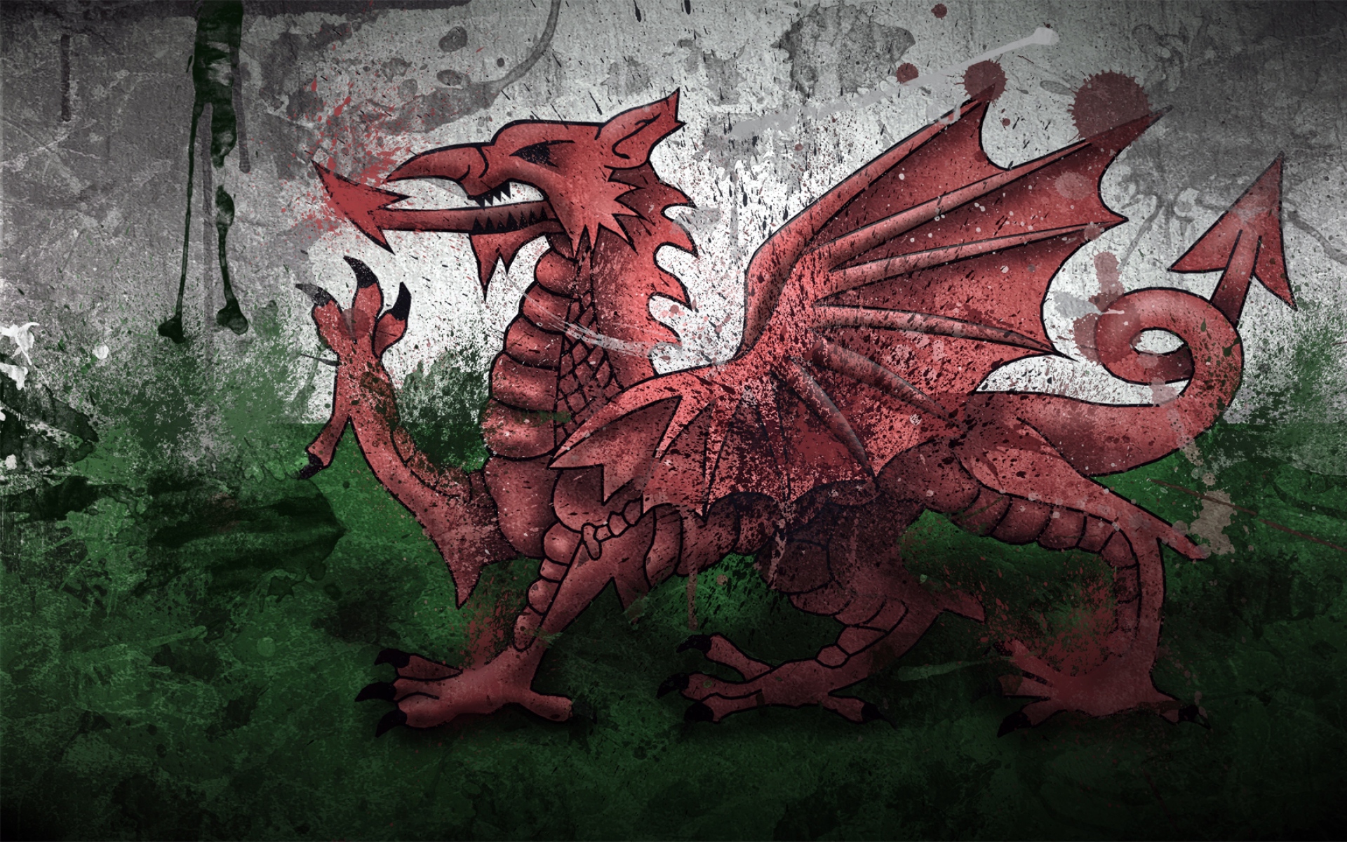 Картинки Уэльс, дракон, символ, флаг, краски, пятна, текстура фото и обои на рабочий стол