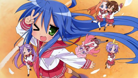 Hiiragi kagami, девушки, подмигивание