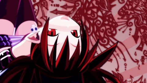 Disgaea etna, девушка, удары, красные глаза, улыбка